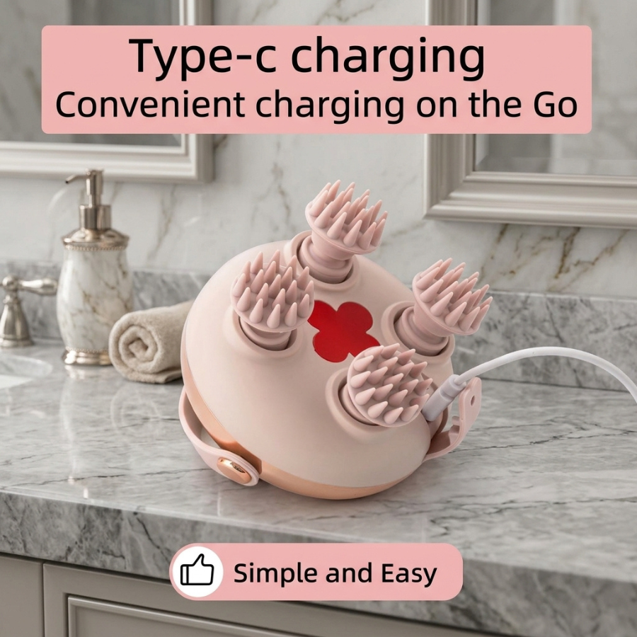 Electric Scalp & Head Massager – Rechargeable Stress Relief Massage Brush