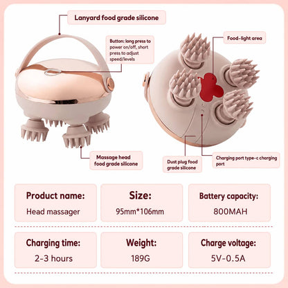 Electric Scalp & Head Massager – Rechargeable Stress Relief Massage Brush