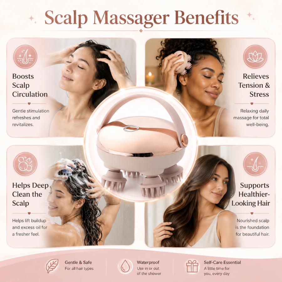 Electric Scalp & Head Massager – Rechargeable Stress Relief Massage Brush