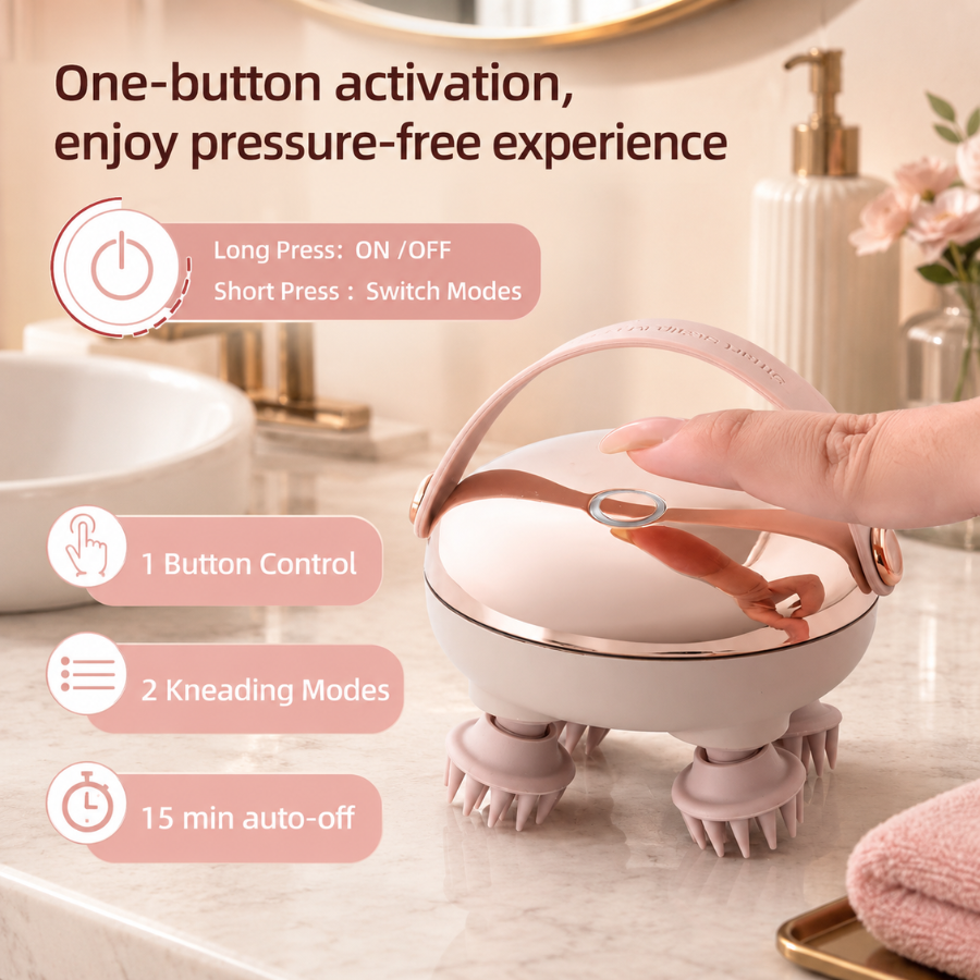 Electric Scalp & Head Massager – Rechargeable Stress Relief Massage Brush